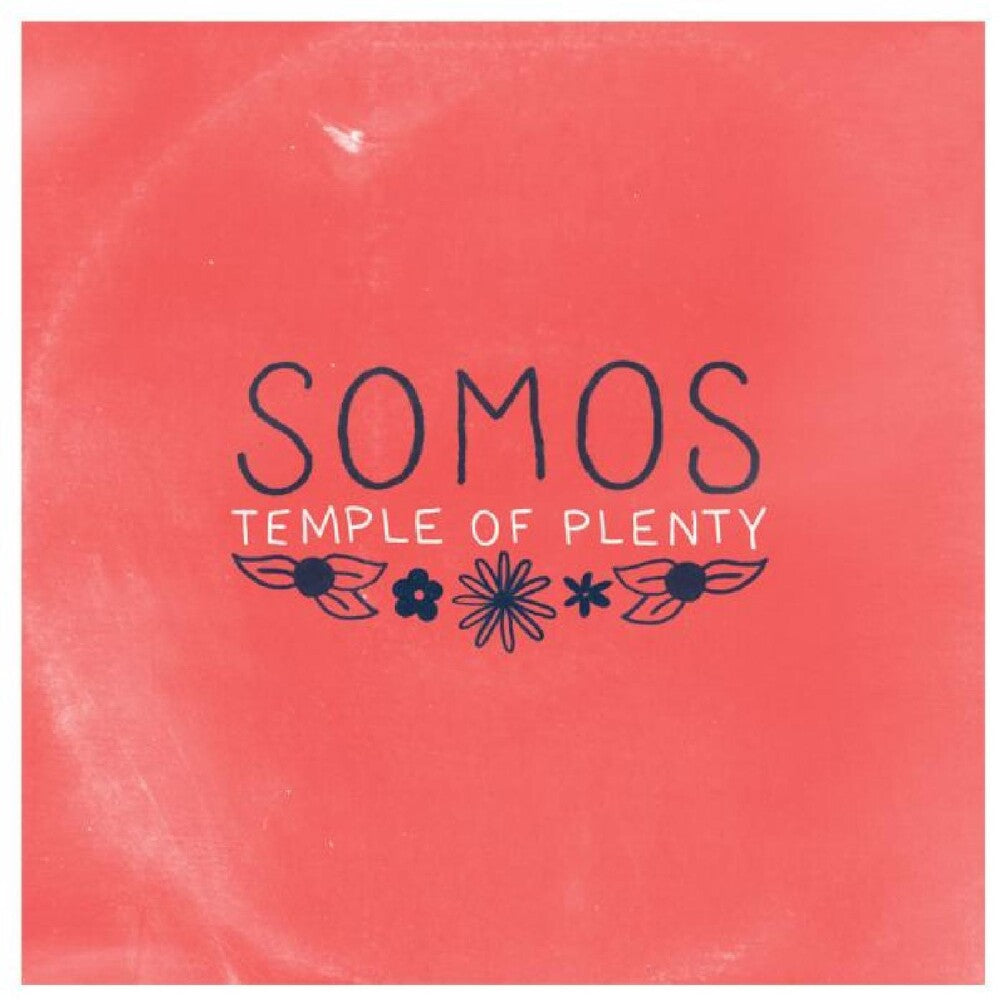 the album cover for Somos - Temple Of Plenty - Red & Sea Glass Blue Splash