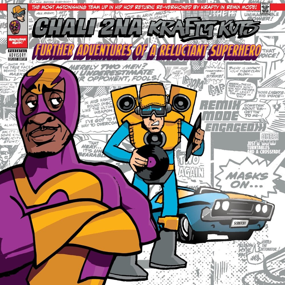 the album cover for Chali 2na / Krafty Kuts - Further Adventures Of A Reluctant Super Hero