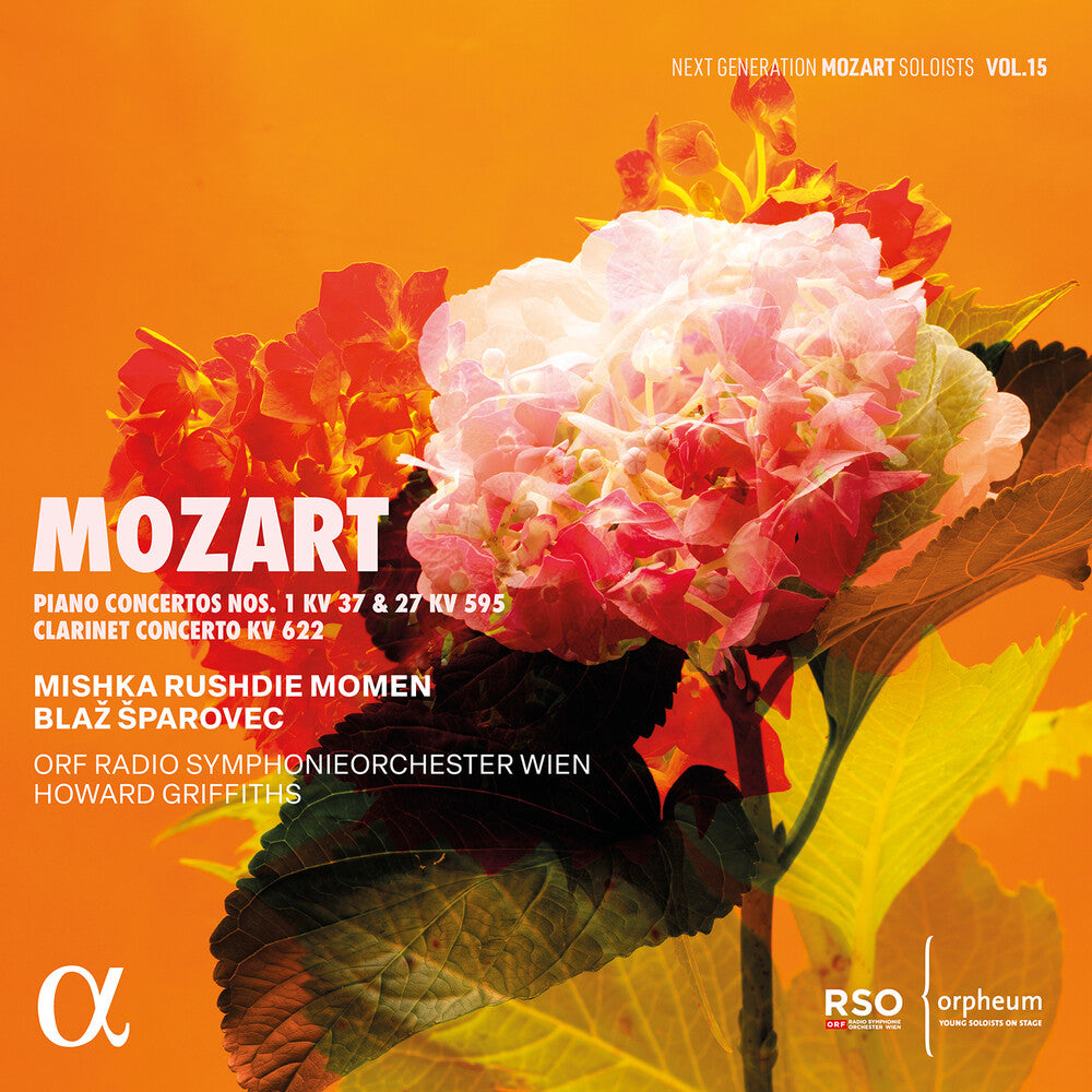 the album cover for Mishka Rushdie Momen - Mozart: Piano Cons Nos. 1 Kv 37 & 27 Kv 595 Clarin
