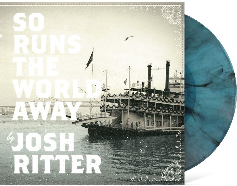 the album cover for Josh Ritter - So Runs The World Away - Seaglass With Black Swirl