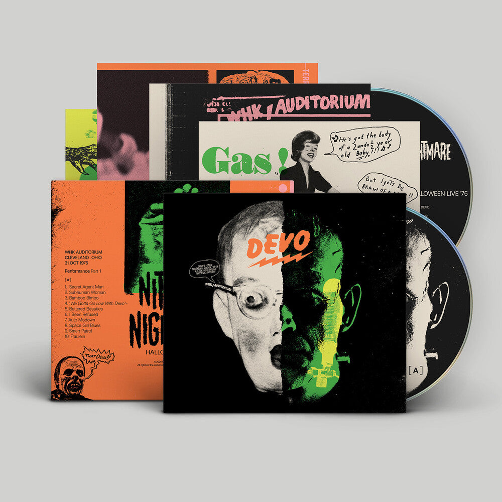 the album cover for Devo - Nitrous Nightmare Halloween Live '75