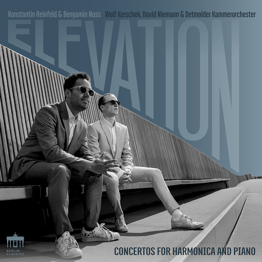 the album cover for Benyamin Nuss - Elevation - Concertos For Harmonica & Piano