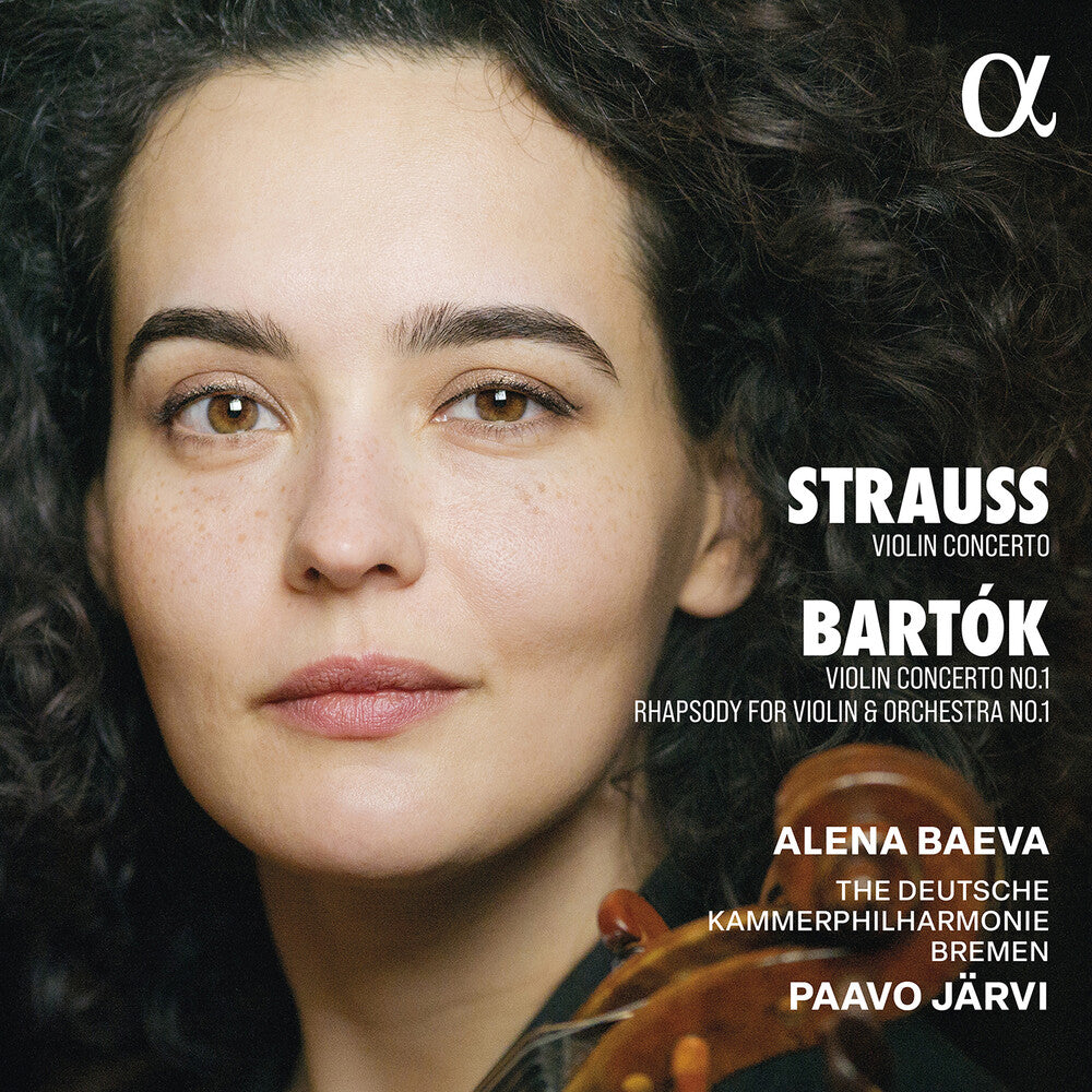the album cover for Alena Baeva - Strauss & Bartok: Vn Concertos