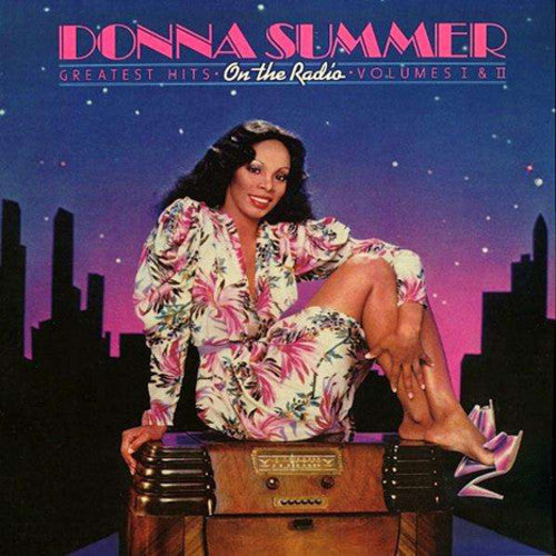 the album cover for Donna Summer - On The Radio: Greatest Hits Vol. I & II [Pink & Lavender 2LP]