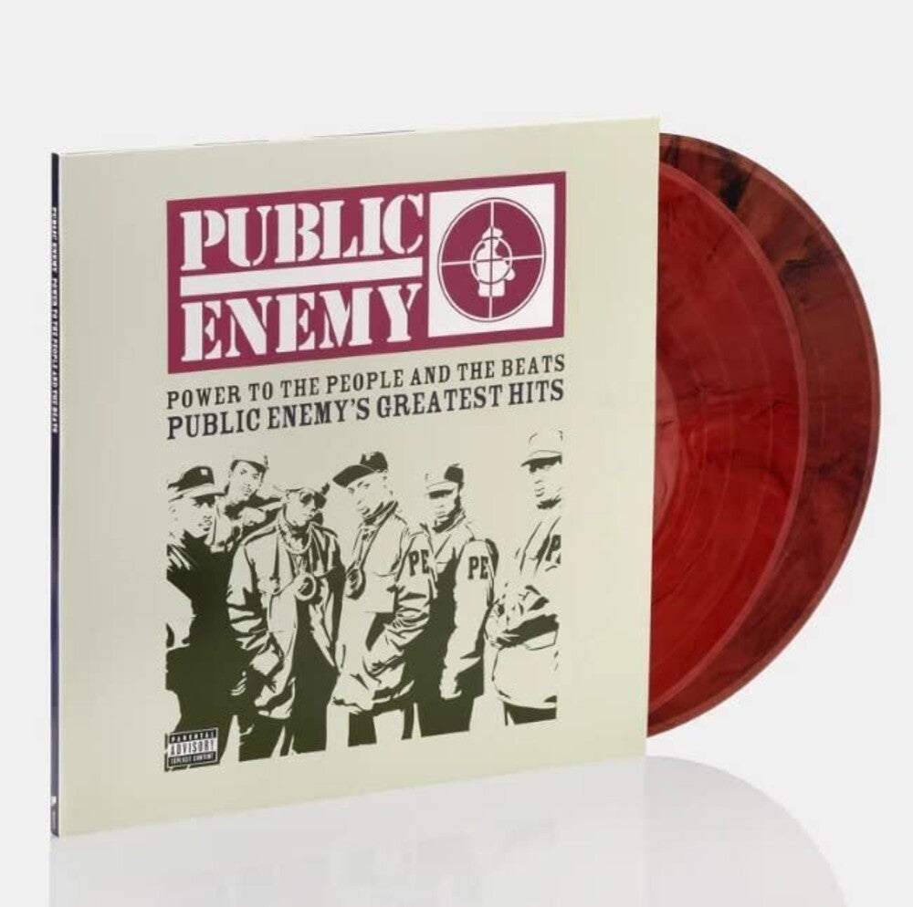 the album cover for Public Enemy - Power To The People And The Beats - Public Enemy's Greatest Hits [Limited Edition Blood Red w/ Black Smoke 2LP]