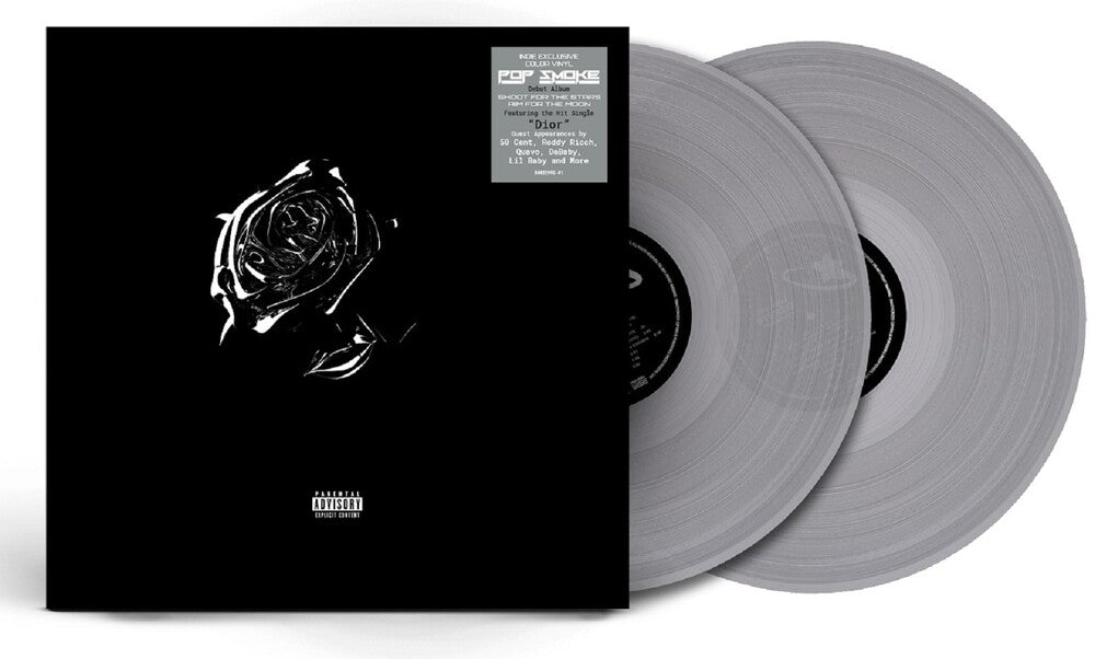 the album cover for Pop Smoke - Shoot For The Stars Aim For The Moon [Indie Exclusive Limited Edition Clear 2 LP]