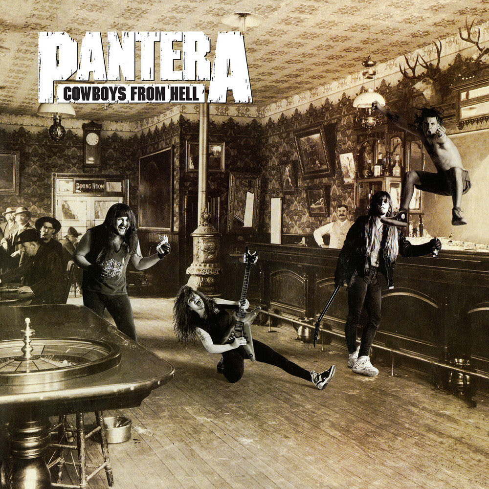 the album cover for Pantera - Cowboys From Hell [Indie Exclusive Limited Edition Marbled Brown LP]