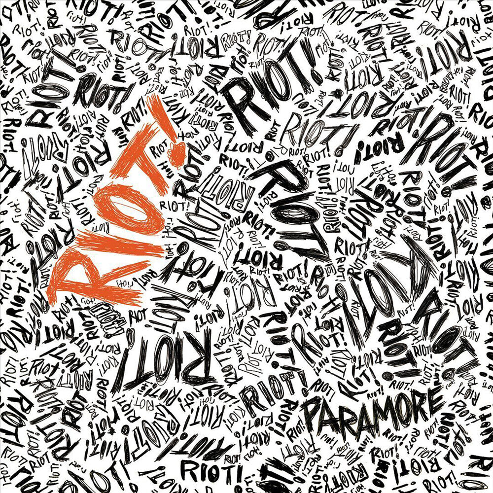the album cover for Paramore - Riot! [FBR 25th Anniversary Silver LP]