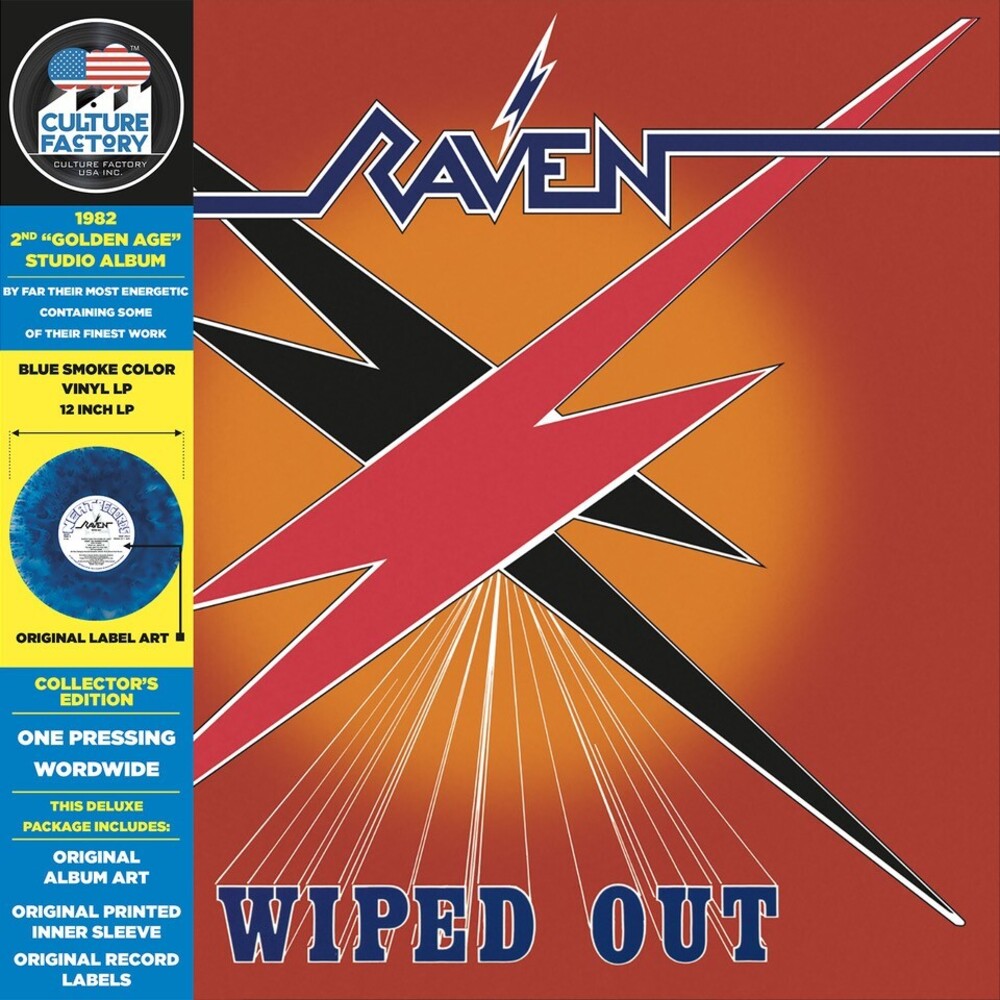 the album cover for Raven - Wiped Out (Marble Red & Blue) (Blue) [Colored Vinyl] (Red)