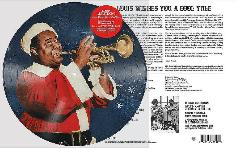 the album cover for Louis Armstrong - Louis Wishes You a Cool Yule [Limited Edition Picture Disc LP]