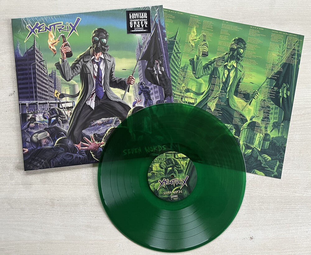 the album cover for Xentrix - Seven Words - Transparent Green [Colored Vinyl] (Grn) [Limited Edition]