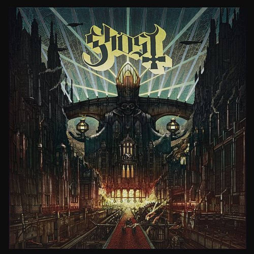 the album cover for Ghost - Meliora [Indie Exclusive Limited Edition Coke Bottle Clear LP]