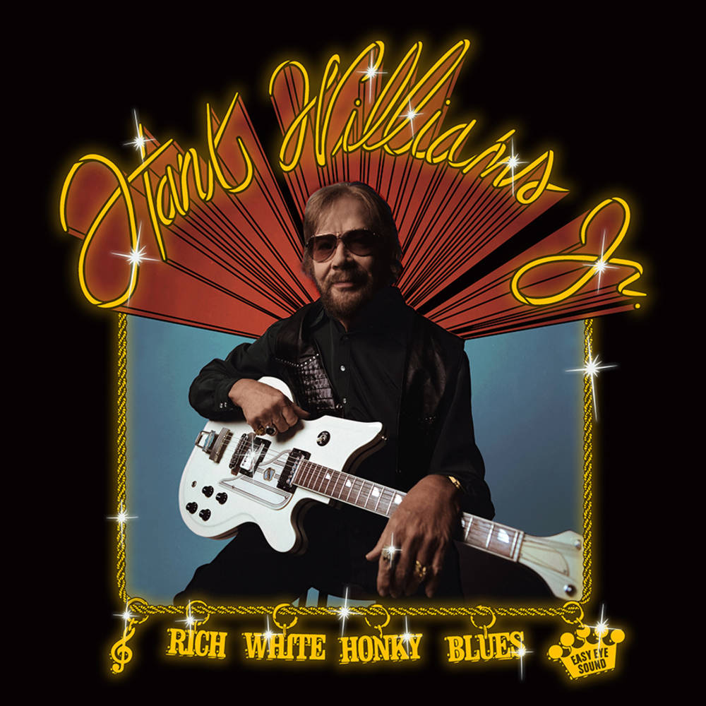 the album cover for Hank Williams Jr. - Rich White Honky Blues [Indie Exclusive Limited Edition Gold Splatter LP]