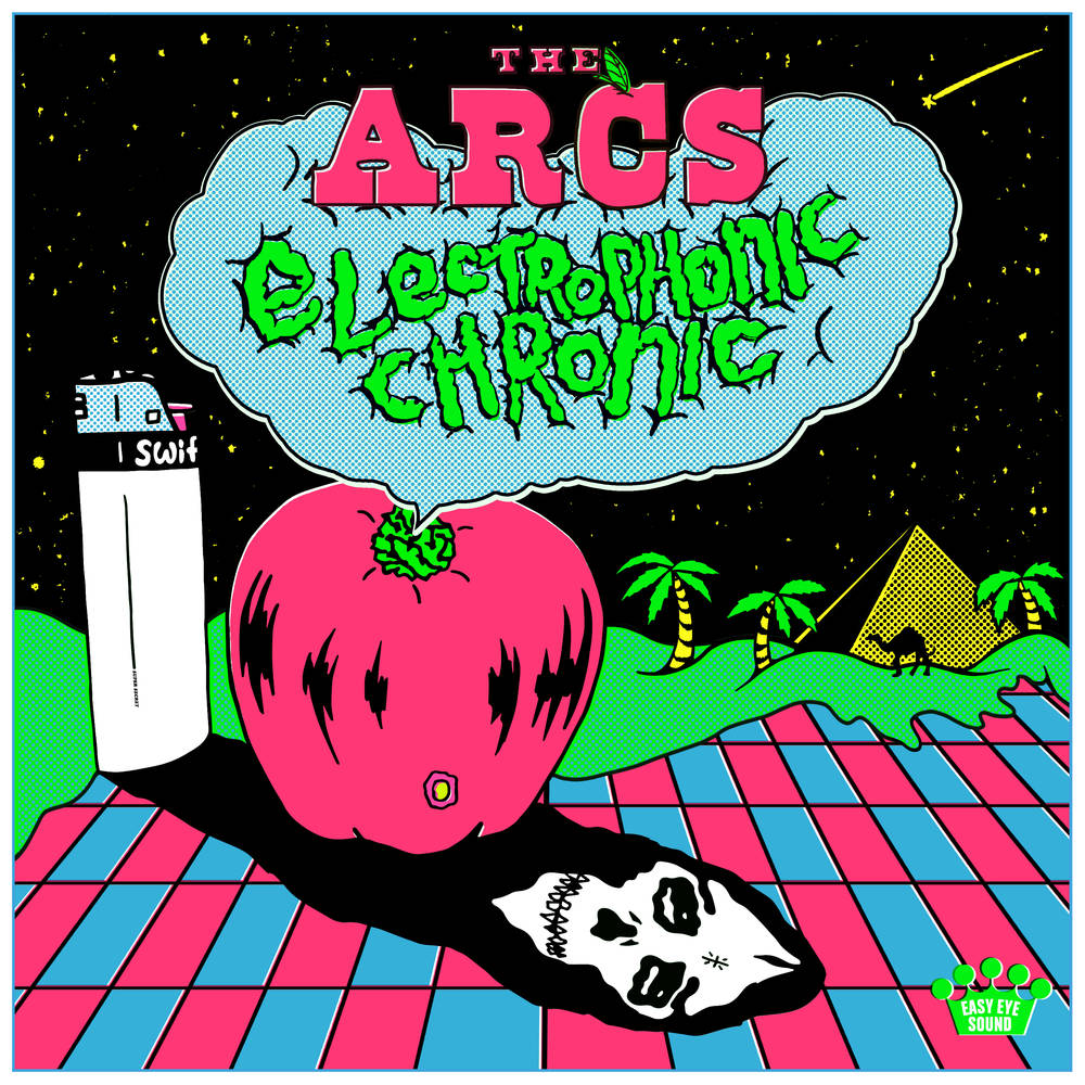the album cover for The Arcs - Electrophonic Chronic [Indie Exclusive Limited Edition Clear w/Black Splatter LP]