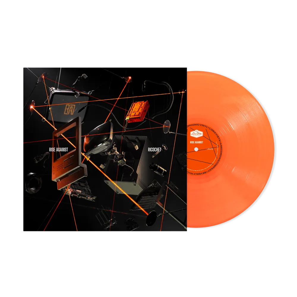 the album cover for Rise Against - Ricochet [Indie Exclusive Neon Orange LP]