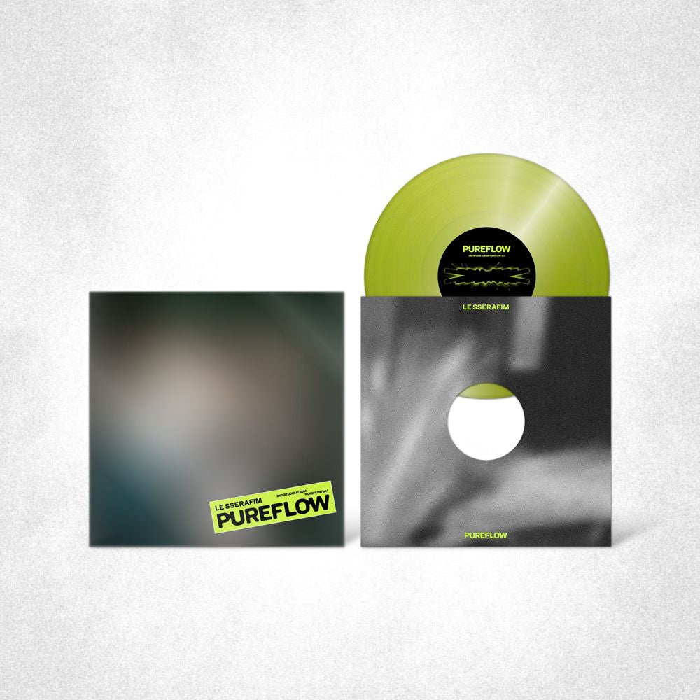 the album cover for LE SSERAFIM - 2nd Studio Album PUREFLOW pt.1 [Electric Yellow Glitter ver.]