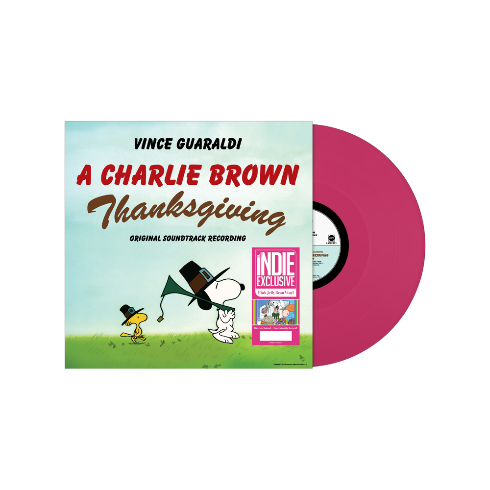 the album cover for Vince Guaraldi - A Charlie Brown Thanksgiving [RSD Essentials Indie Exclusive Pink Jelly Bean]