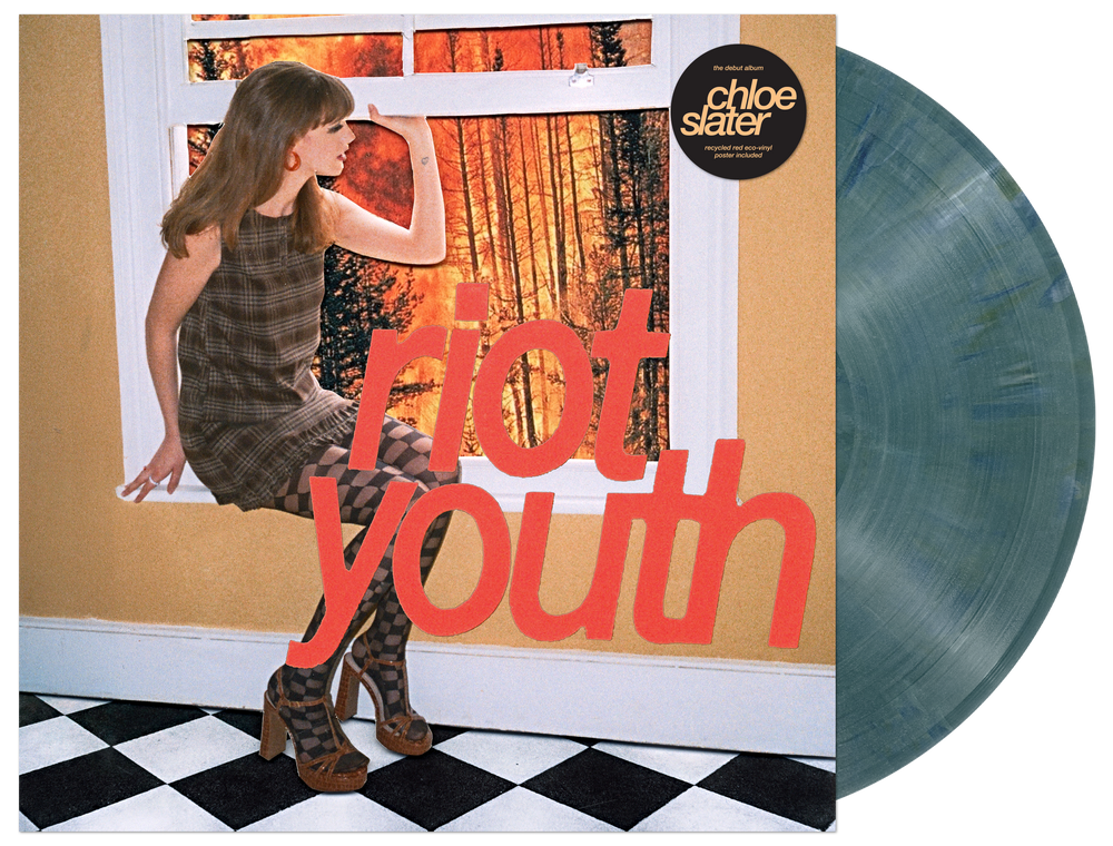 the album cover for Chloe Slater - Riot Youth [Indie Exclusive Recycled Eco Blue with Maxi Poster]