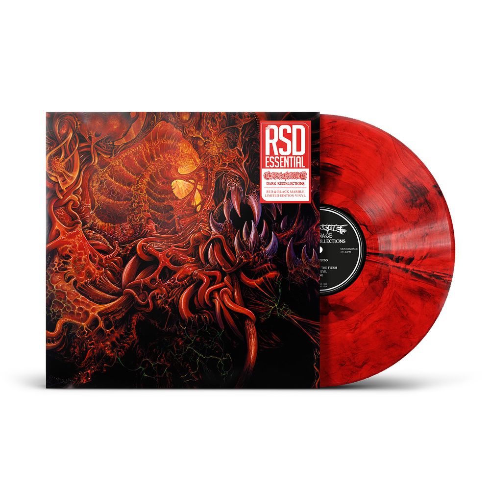 the album cover for Carnage - Dark Recollections [Indie Exclusive - Red &amp; Black Marble]