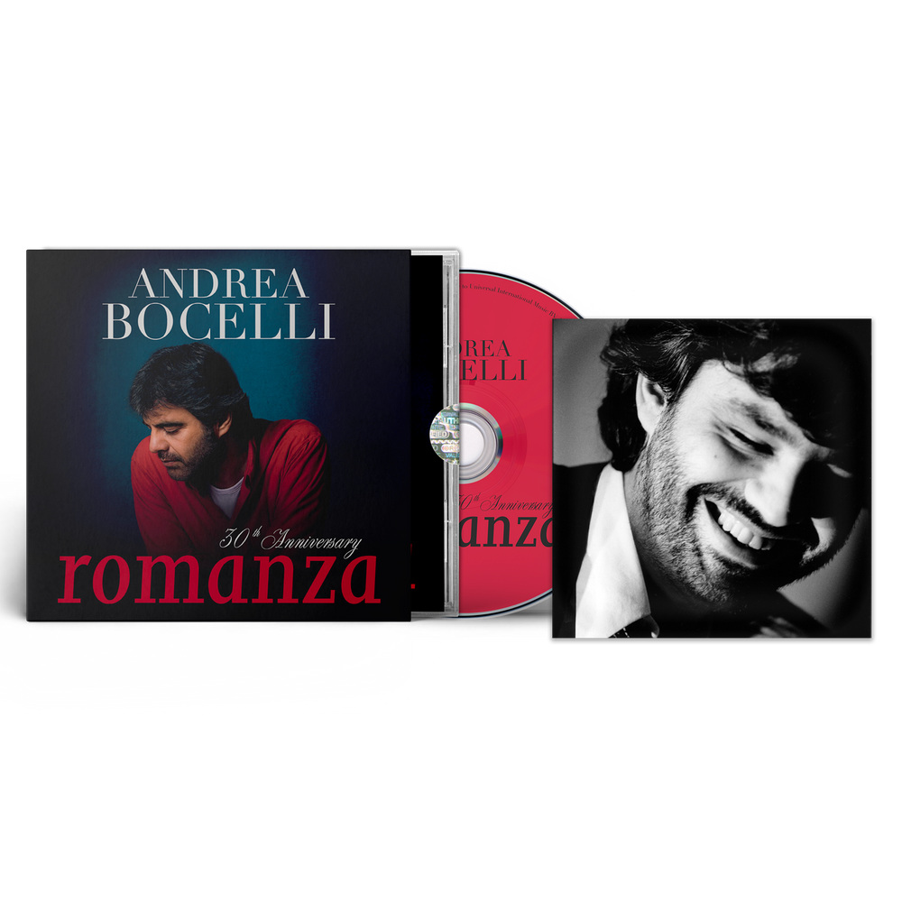 the album cover for Andrea Bocelli - Romanza - 30th Anniversary