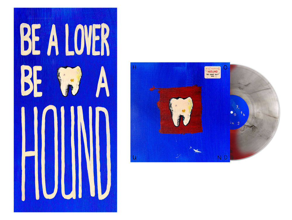 the album cover for Hey, Nothing - Hound [Red Smoke Split Color]
