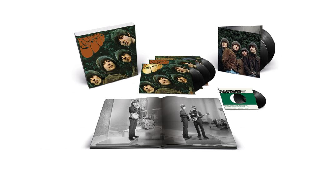 the album cover for The Beatles - Rubber Soul - Special Edition [Super Deluxe 180g 5LP + 7" Vinyl + Book]