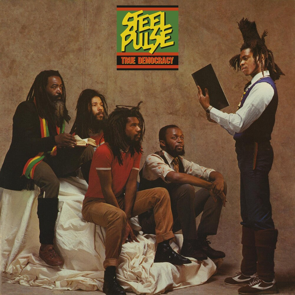 the album cover for Steel Pulse - True Democracy [Colored Vinyl] (Grn) (Red) (Ylw) (Spla)