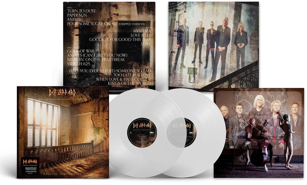 the album cover for Def Leppard - Drastic Symphonies [Indie Exclusive Limited Edition Clear 2P]