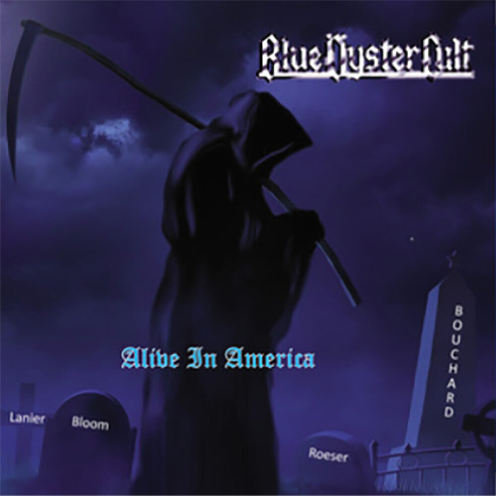 the album cover for Blue Oyster Cult - Alive In America (Blue) (Bonus Tracks) [Colored Vinyl]