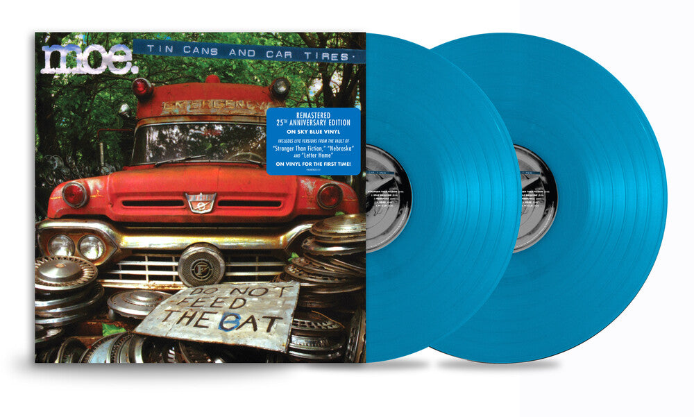 the album cover for moe. - Tin Cans And Car Tires: 25th Anniversary [Sky Blue 2LP]