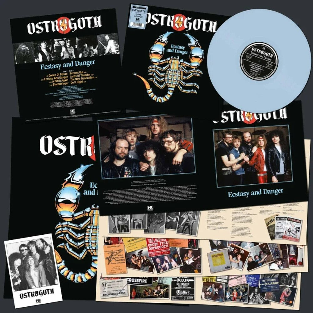 the album cover for Ostrogoth - Ecstasy And Danger - Blue (Blue) [Colored Vinyl]