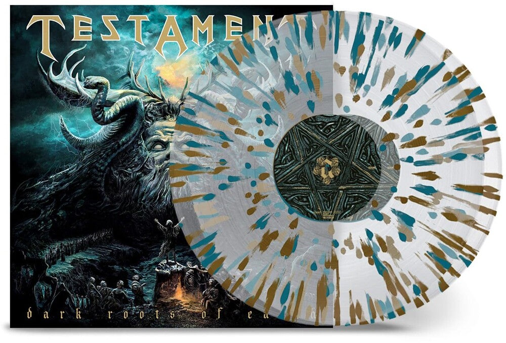the album cover for Testament - Dark Roots Of Earth [Clear Gold Green Splatter LP]