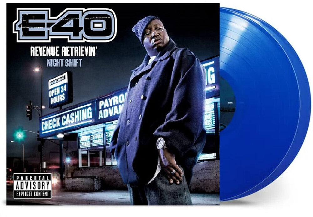 the album cover for E-40 - Revenue Retrievin': Night Shift [Midnight Blue LP]