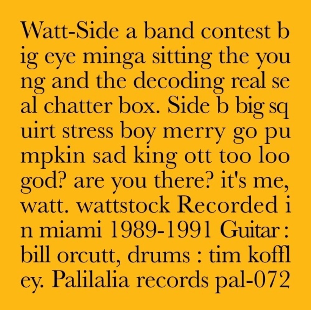 the album cover for Watt - Recorded In Miami 1989-1991