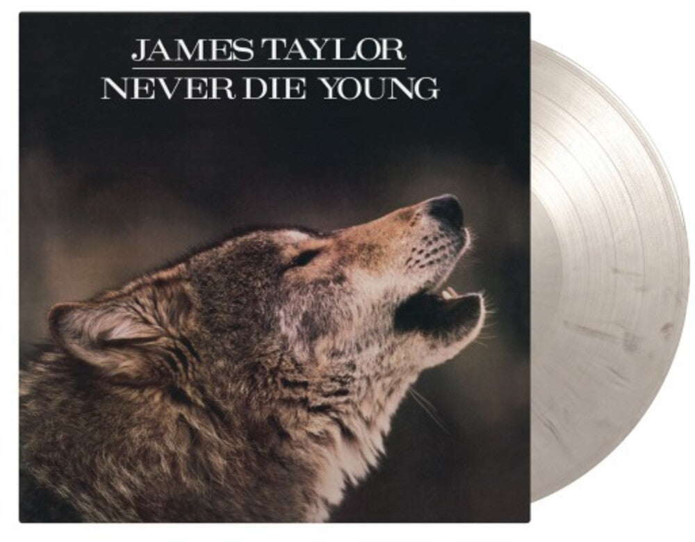 the album cover for James Taylor - Never Die Young (Blk) [Colored Vinyl] [Limited Edition] [180 Gram] (Wht)
