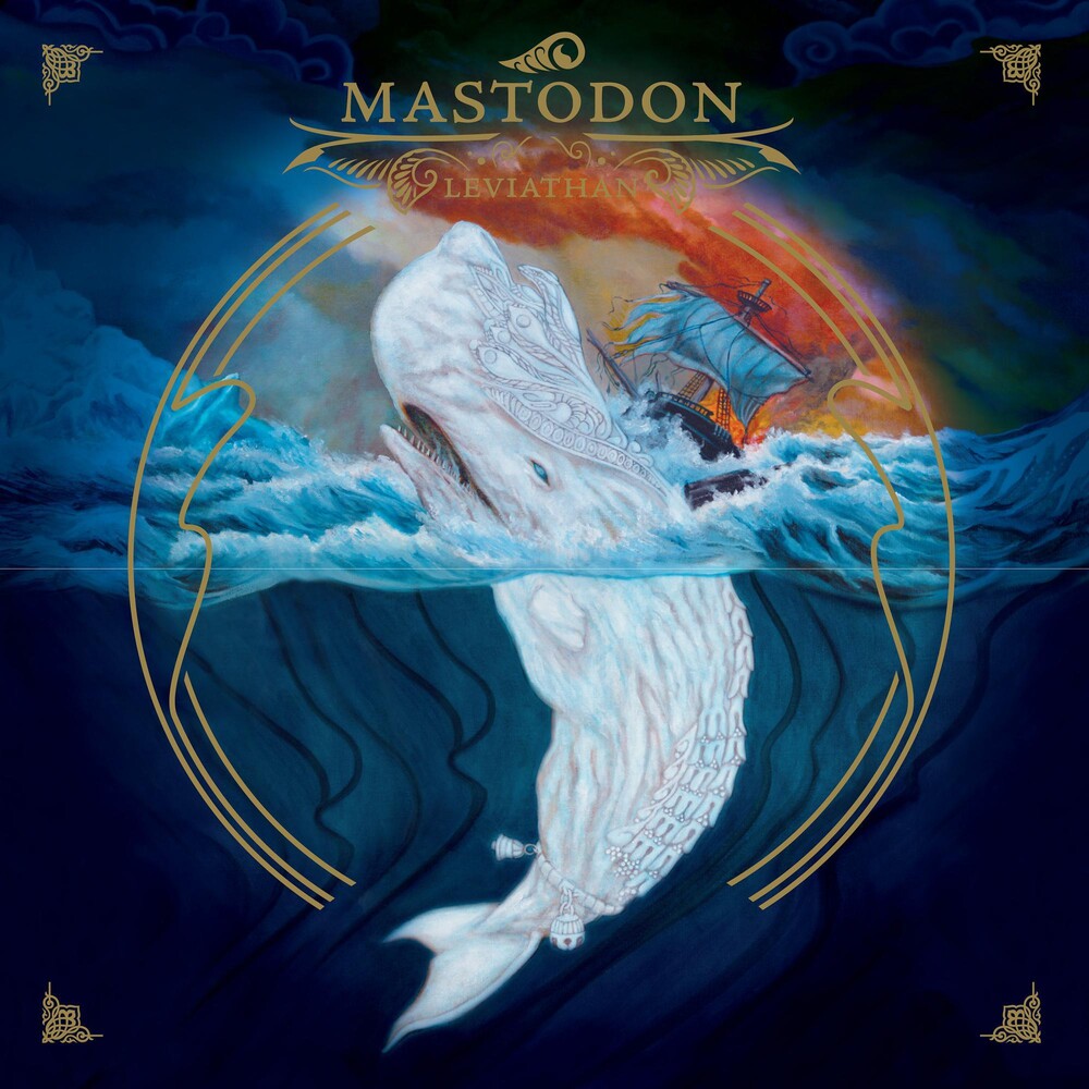 the album cover for Mastodon - Leviathan - [White and Kelly Green Merge with Splatter Vinyl]