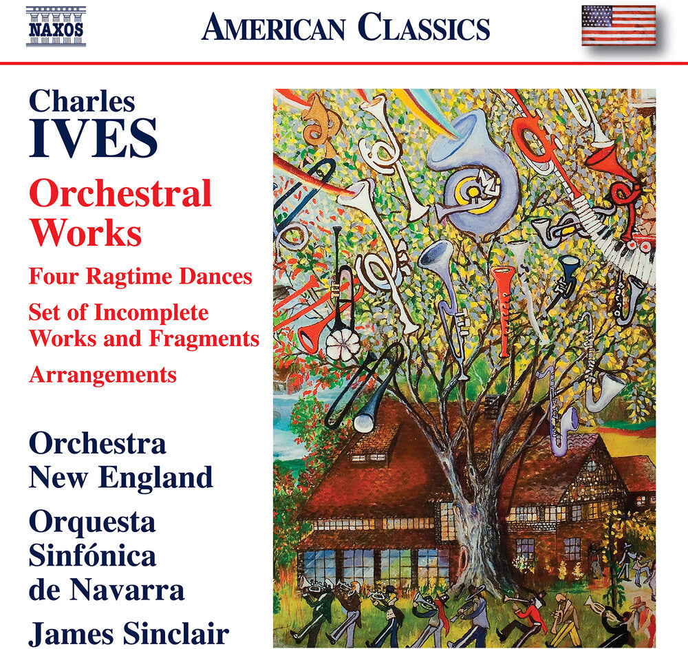 the album cover for Ives / Sinclair / Orchestra New England - Orchestral Works