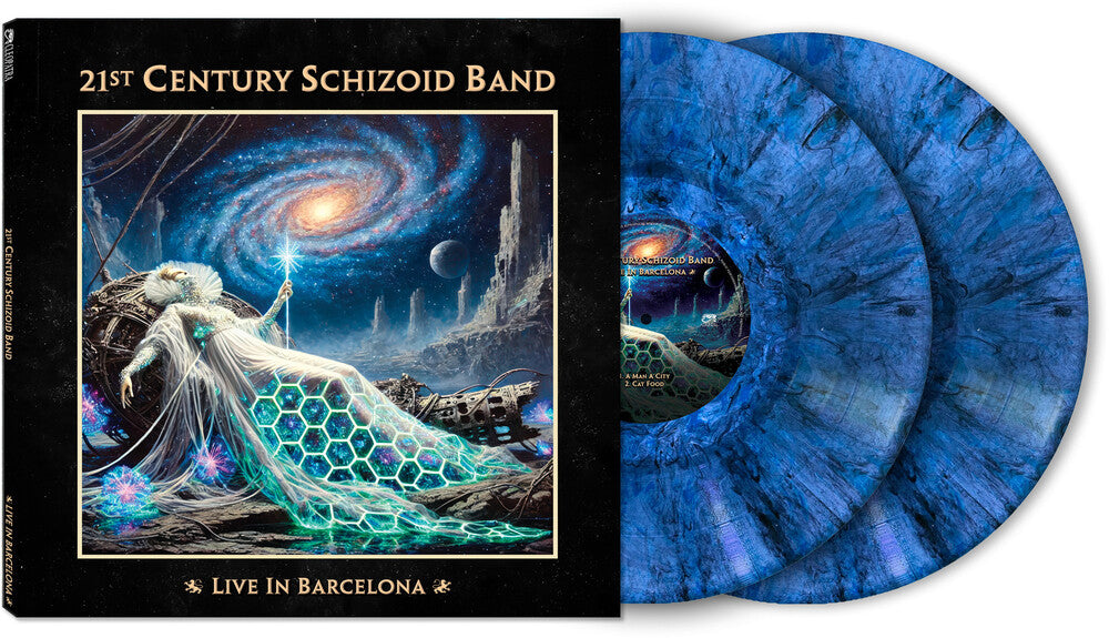 the album cover for 21st Century Schizoid Band - Live In Barcelona [2 LP Limited Edition Blue Marble Vinyl]