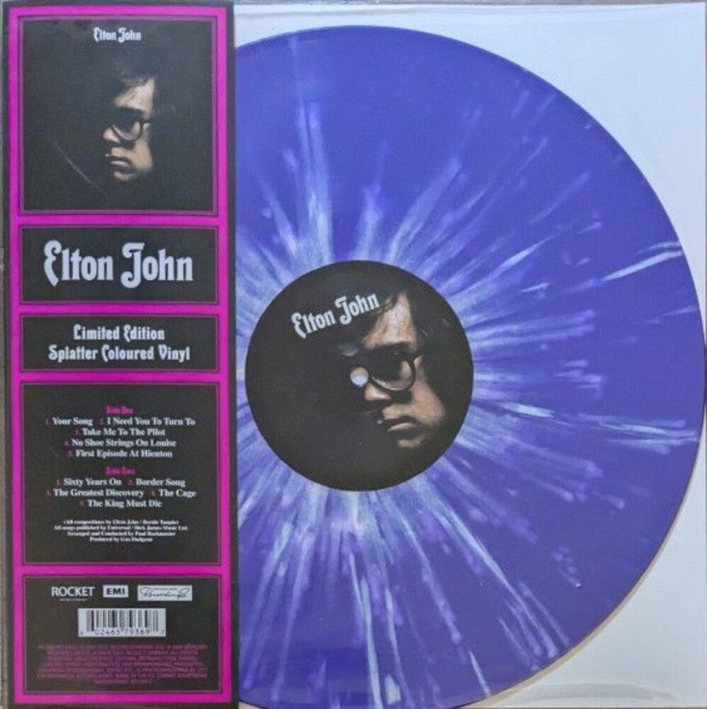 the album cover for Elton John - Elton John [Purple Splatter 180g LP]