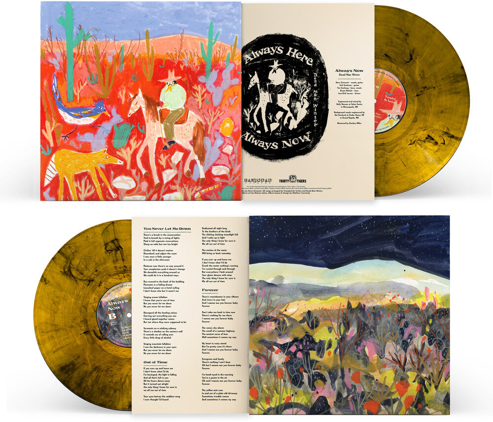 the album cover for Trampled By Turtles and Dead Man Winter - Always Here / Always Now [Amber Waves Colored Vinyl]