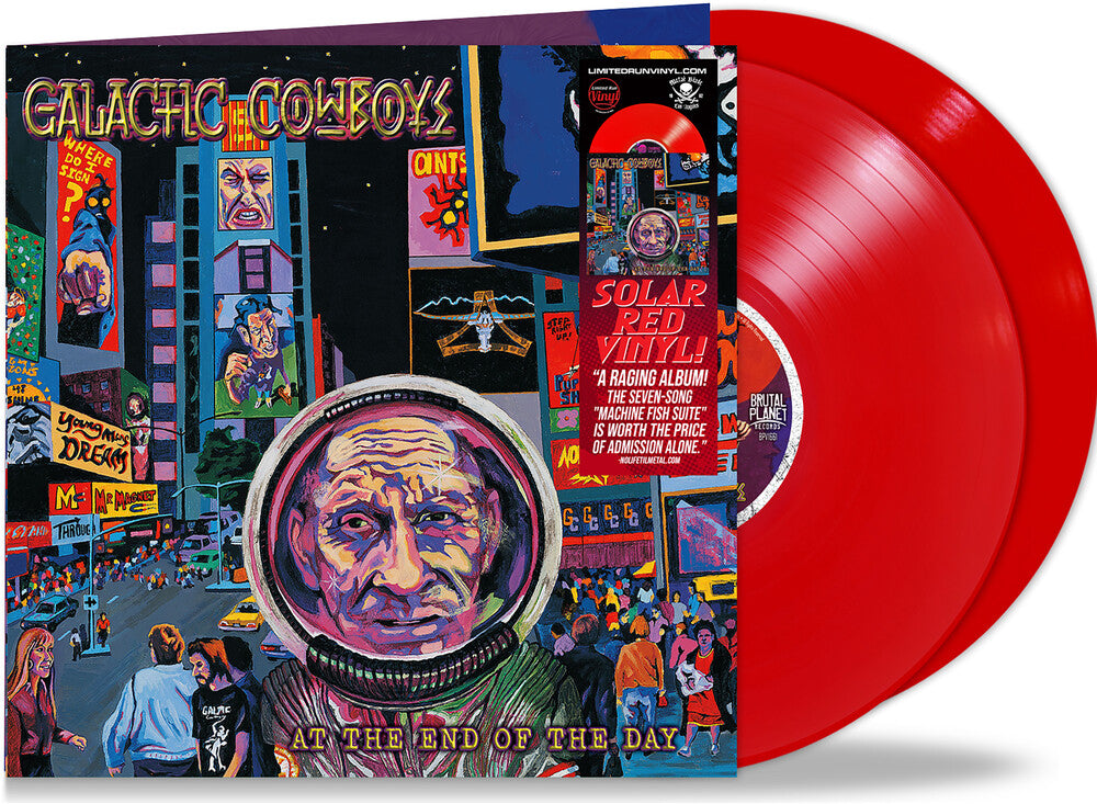 the album cover for Galactic Cowboys - At The End Of The Day [Colored Vinyl] (Gate) [Limited Edition] (Red)