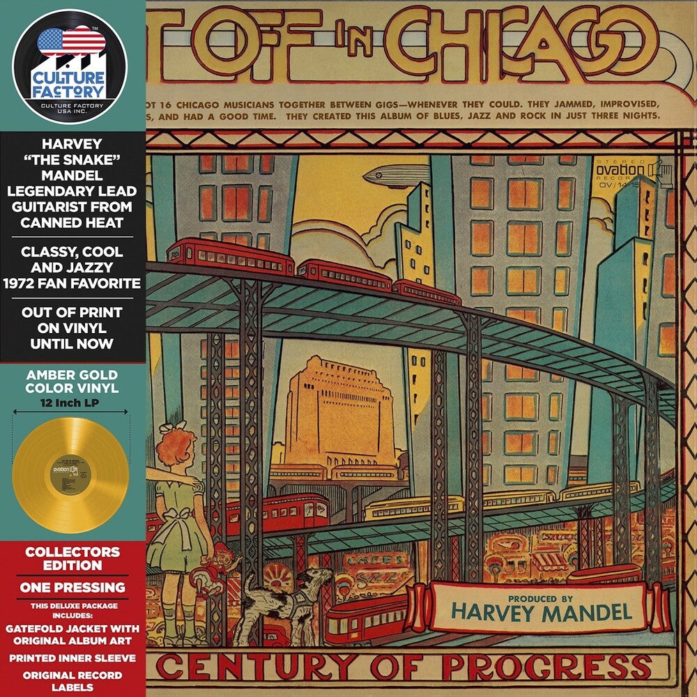 the album cover for Harvey Mandel - Get Off In Chicago - Yellow/Gold [Colored Vinyl] (Gate)