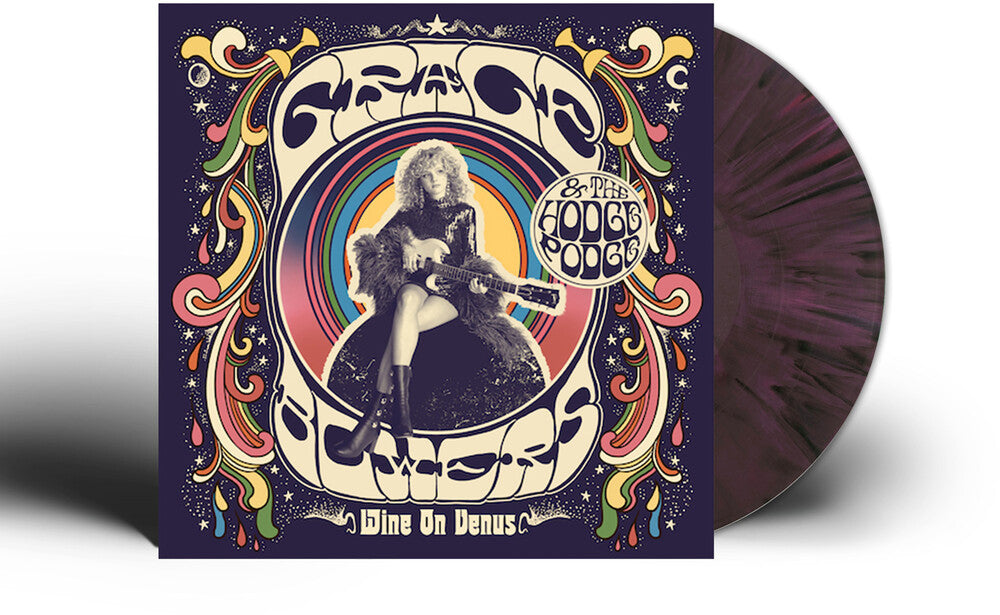 the album cover for Grace Bowers &amp; The Hodge Podge - Wine On Venus - [LP Recycled Rainbow Tie Dye Splatter]