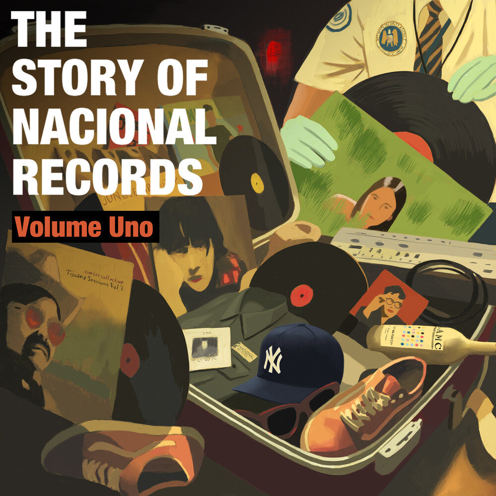the album cover for Various Artists - The Story of Nacional Records: Volume Uno [2 LP Splatter Orange & Marble Blue]
