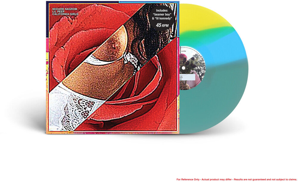 the album cover for Lil Peep - CALIFORNIA GIRLS [LP Transparent Electric Blue + Opaque Sky Blue + Opaque Light Yellow]