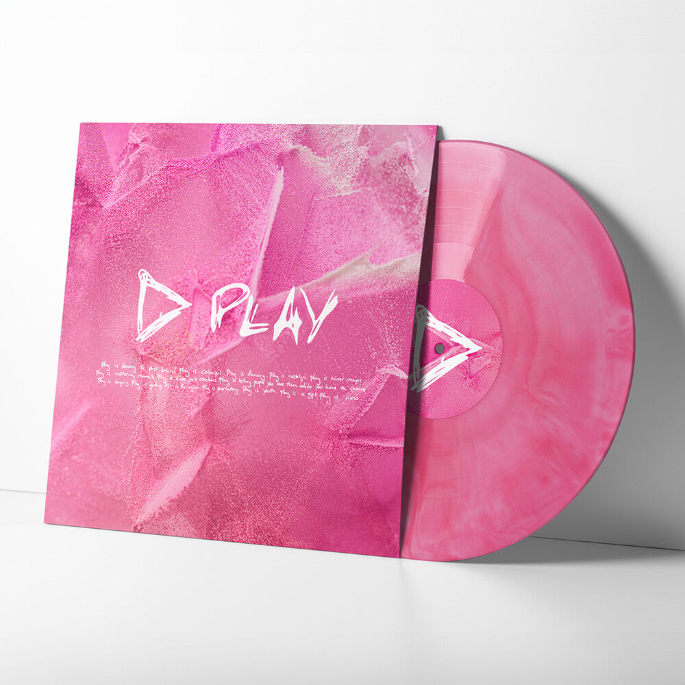 the album cover for Ed Sheeran - Play [Indie Exclusive White & Pink Marbled Vinyl]