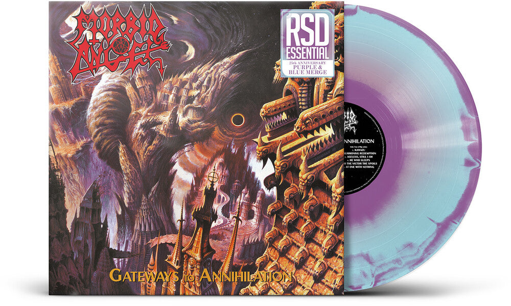 the album cover for Morbid Angel - Gateways To Annihilation -  [1LPxPurple Blue Merge]