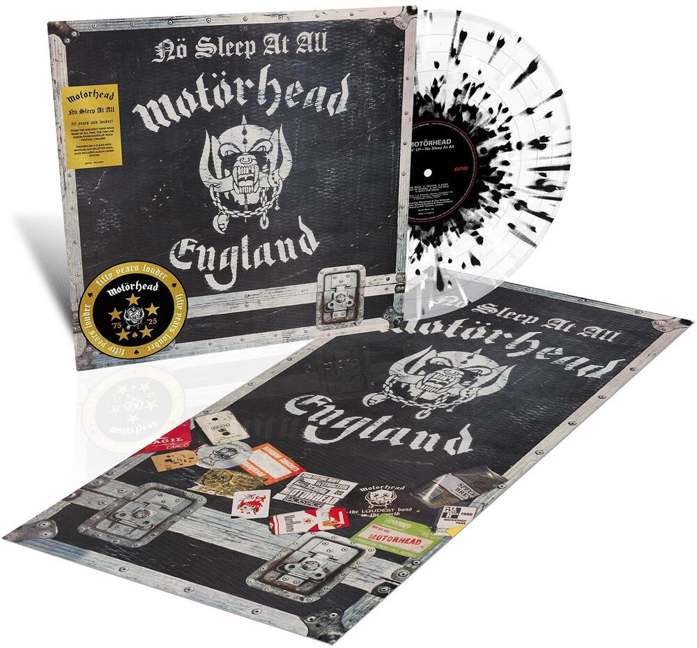 the album cover for Motörhead - No Sleep At All (Blk) [Clear Vinyl] (Wht) (Aniv) (Spla)