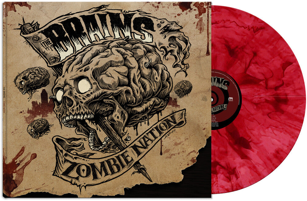 the album cover for The Brains - Zombie Nation -  [Red Marble LP]