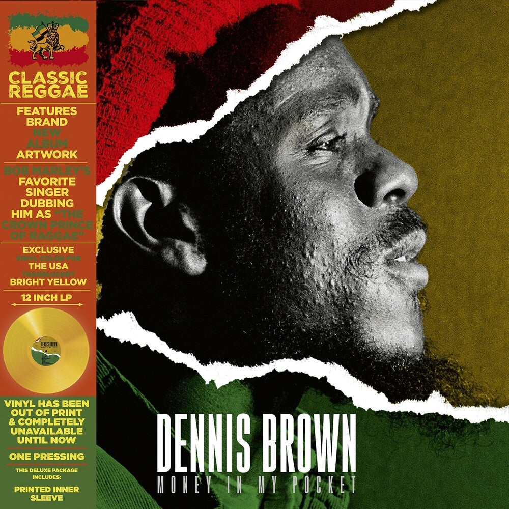 the album cover for Dennis Brown - Money In My Pocket [Deluxe Yellow Colored Vinyl] (Remastered)